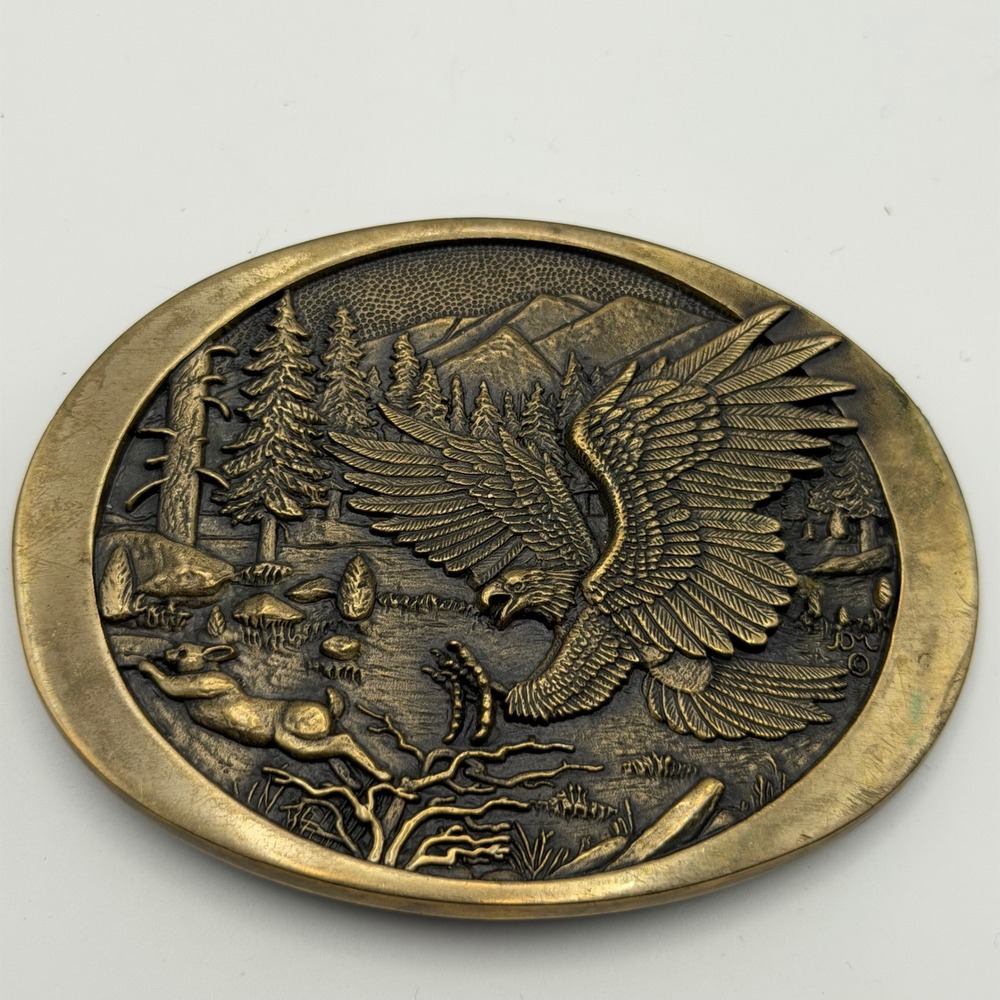 Bass Pro Shops Vintage Solid Brass Eagle Belt Buckle First Edition 2409 USA